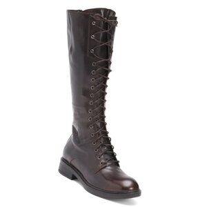 OROSCURO Dark Brown Made In Italy Leather Lace Up High Shaft Boots